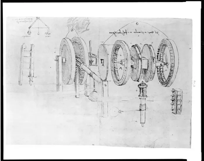 Эскиз механического инструмента работы Леонардо да Винчи. (Public Domain)