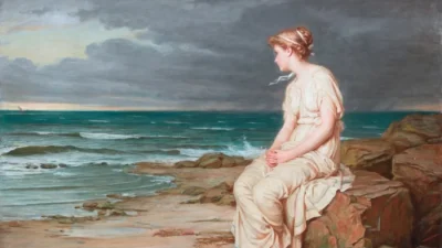 Фрагмент картины «Миранда», 1875 год, Джон Уильям Уотерхаус. Шекспир был любимой темой прерафаэлитов. Частная коллекция. (Public Domain)