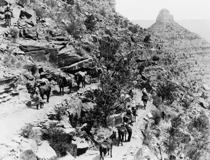 На фотографии 1920 года изображены извилистые серпантины Большого каньона в Аризоне. (Public Domain)