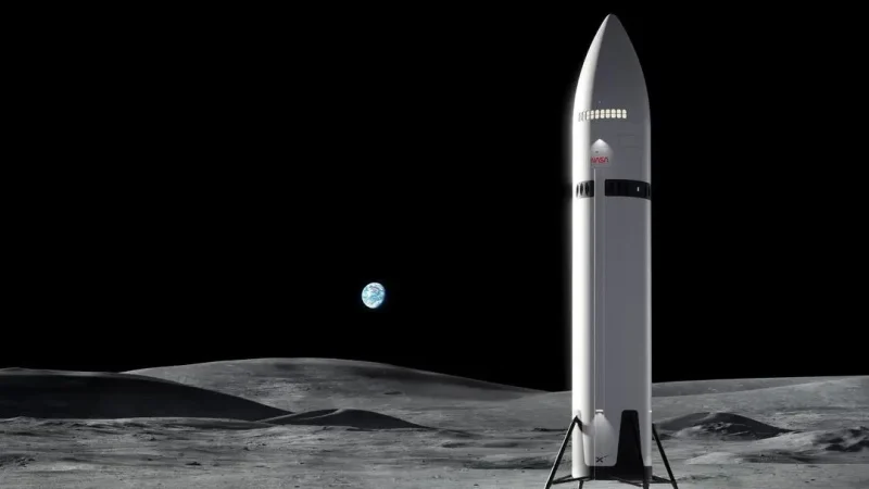 Концепт лунного посадочного модуля SpaceX, который планируется использовать в рамках миссии «Артемида-III» в 2027 году.