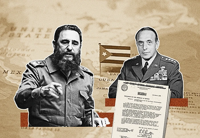 Генерал Лейман Ламинцер на встрече, представляющий план Operation Northwoods по инсценировке терактов.