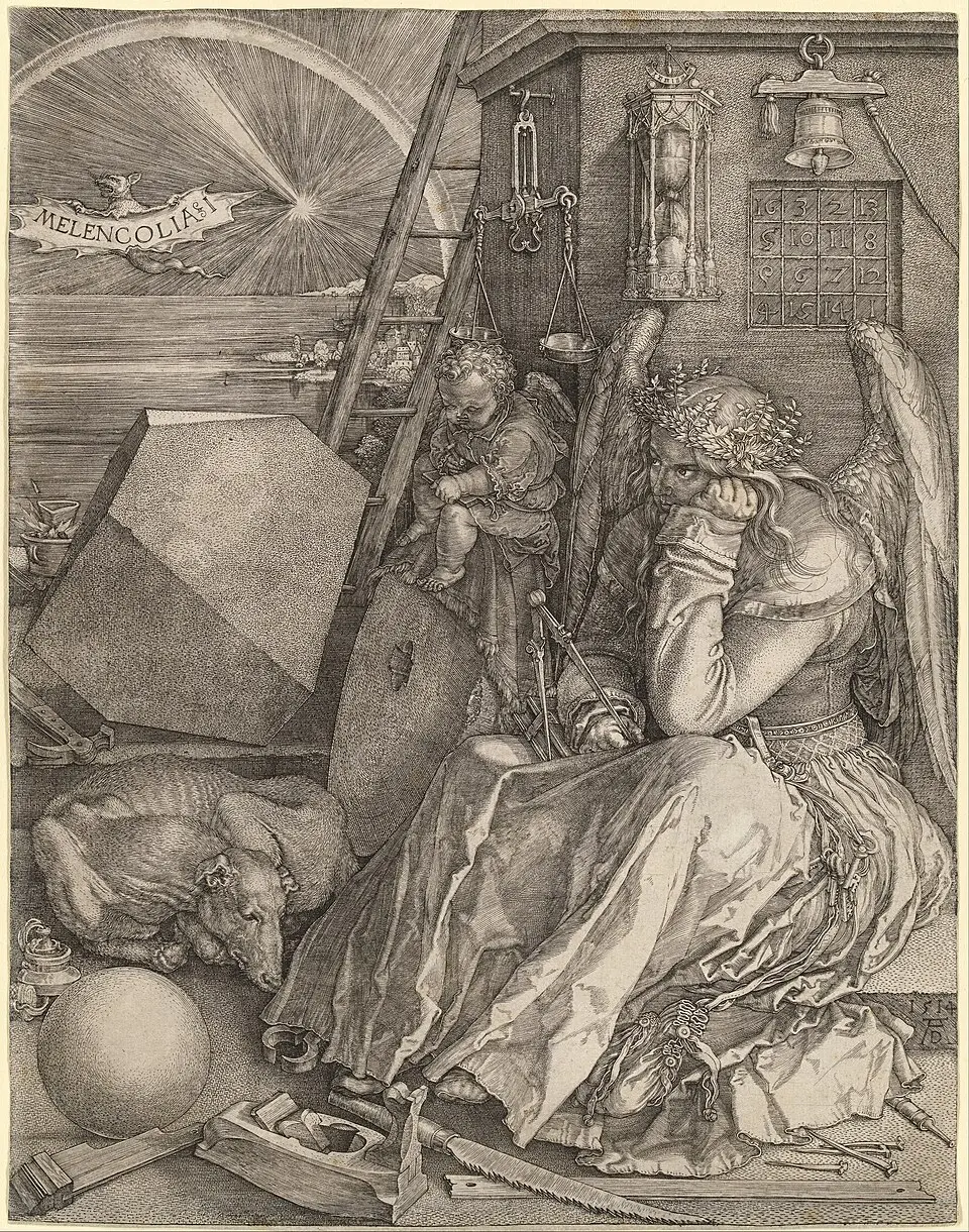 «Меланхолия I», 1514 г., Альбрехт Дюрер. Национальная галерея Виктории, Австралия.