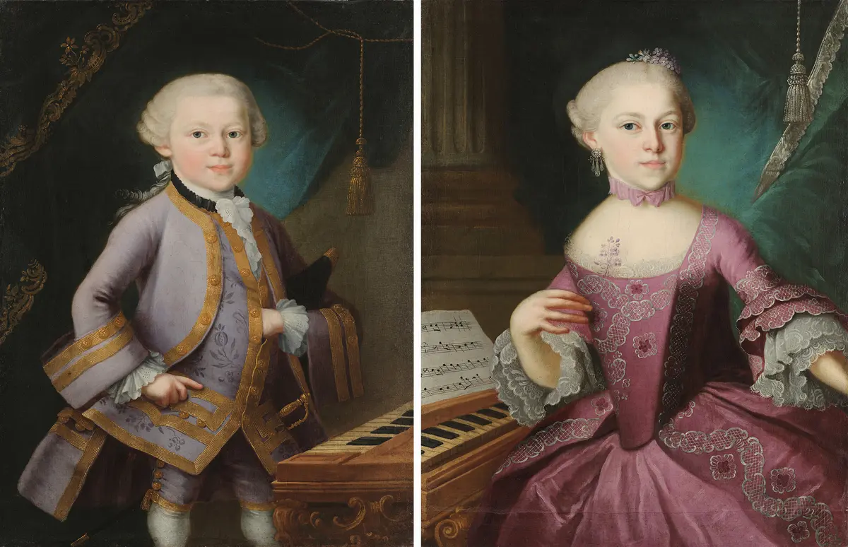 Юный Вольфганг Амадей Моцарт и его сестра Наннерль, 1761 год.