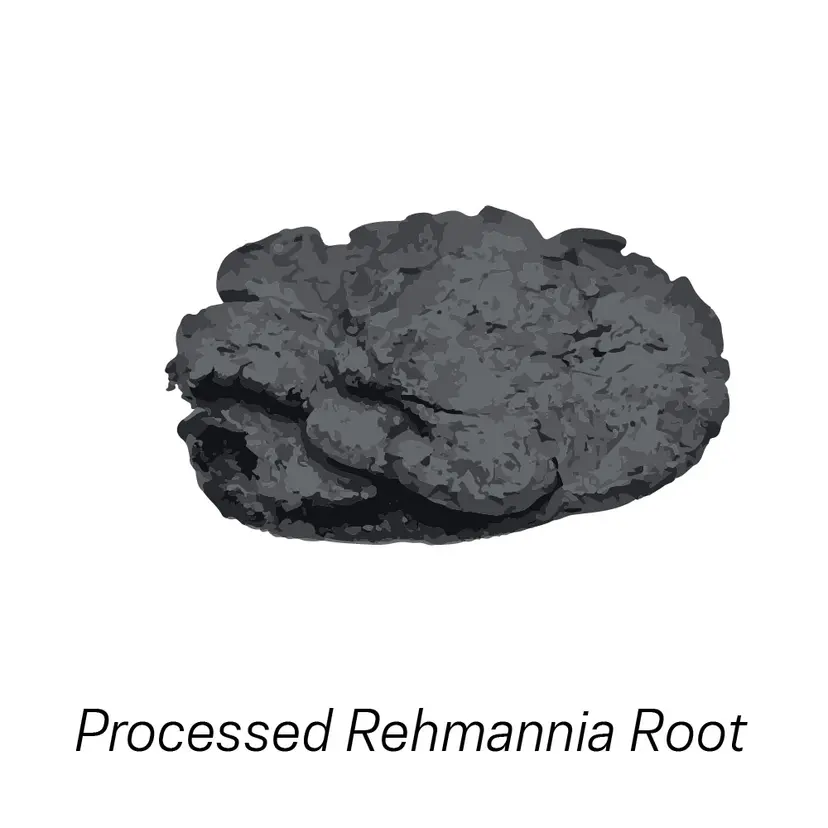 Обработанный корень ремании. Processed Rehmannia Root.