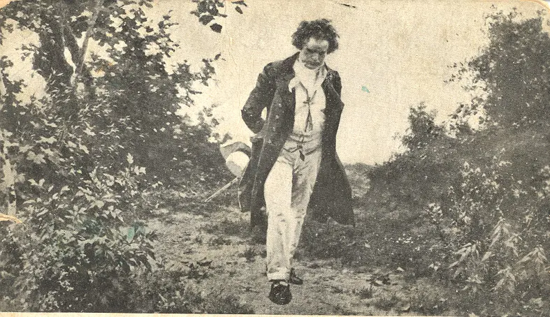 Людвиг ван Бетховен на своей ежедневной прогулке, около 1810–1820 годов