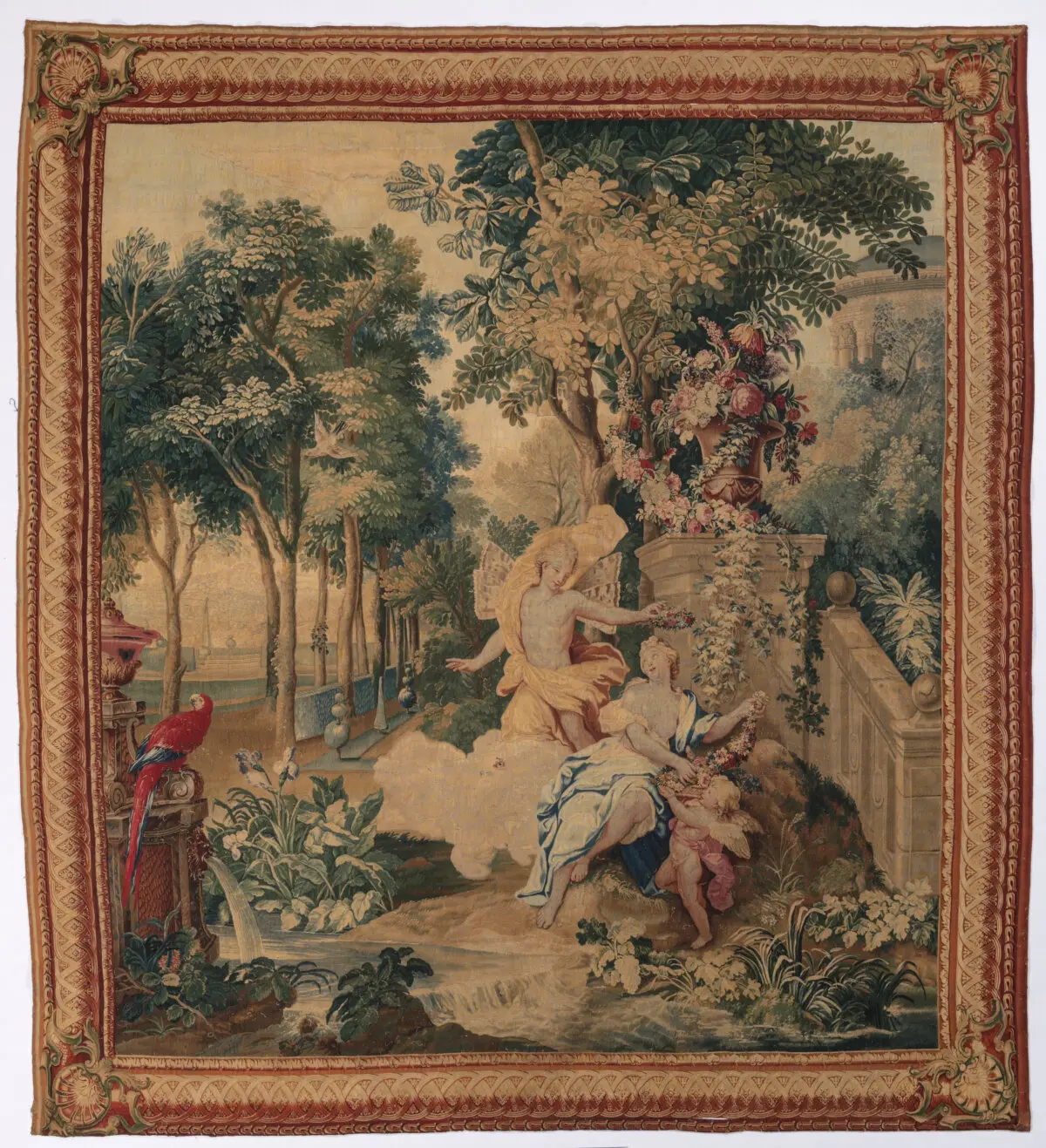 «Флора и Зефир» (из цикла «Фасты» Овидия), 1704–1731 гг., мануфактура Гобеленов, Париж; 324,5 см на 295 см. Кливлендский музей искусств, Огайо.