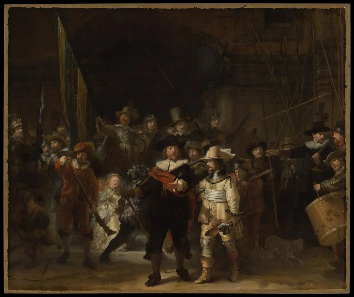 «Ночной дозор», 1642 г., Рембрандт ван Рейн. Рейксмюсеум, Амстердам (Нидерланды). 379,5 х 453,5 см.