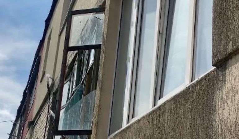 Повреждённое беспилотником здание