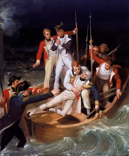 «Нельсон, раненный на Тенерифе, июль 1797 года» Ричарда Вестолла. Адмирал лишился руки в сражении.