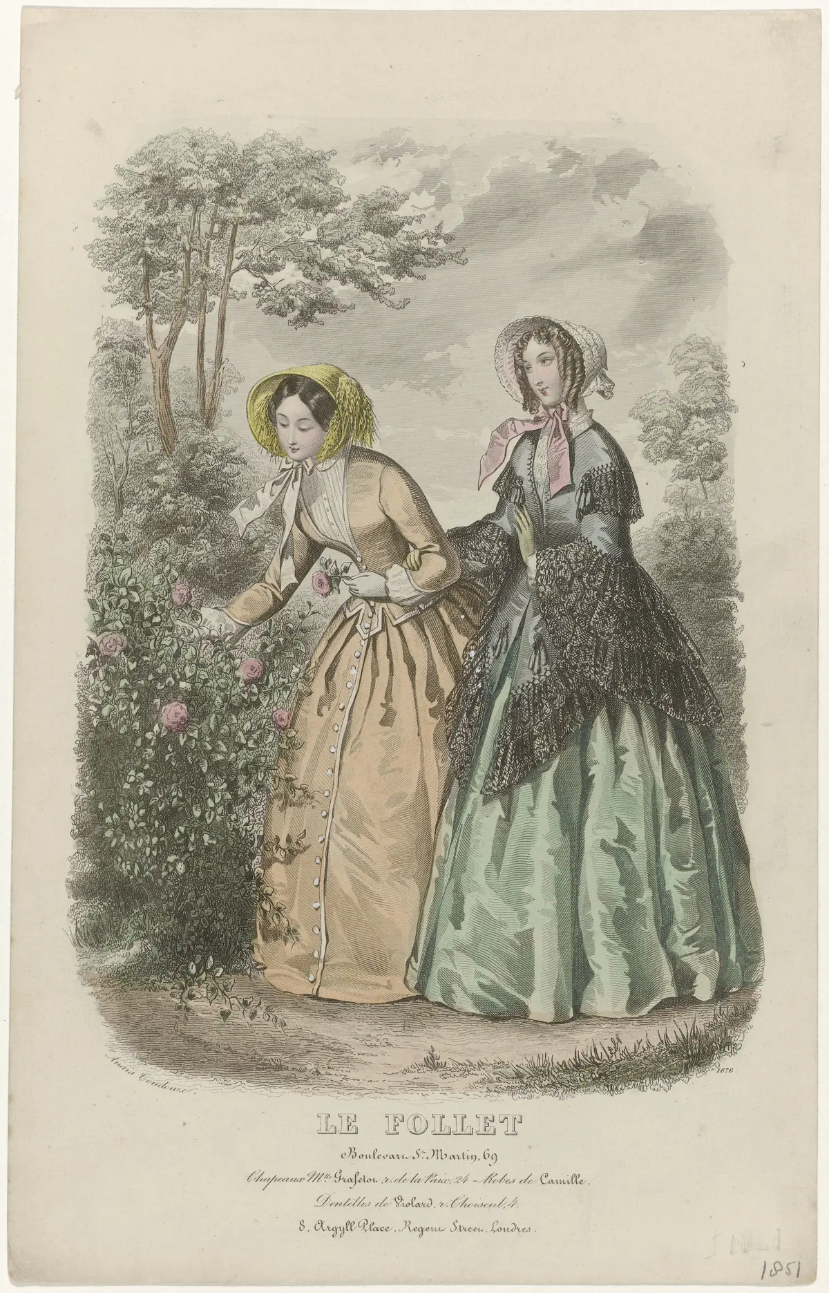 Иллюстрация из модного журнала Le Follet Courrier des Salons, 1851 год