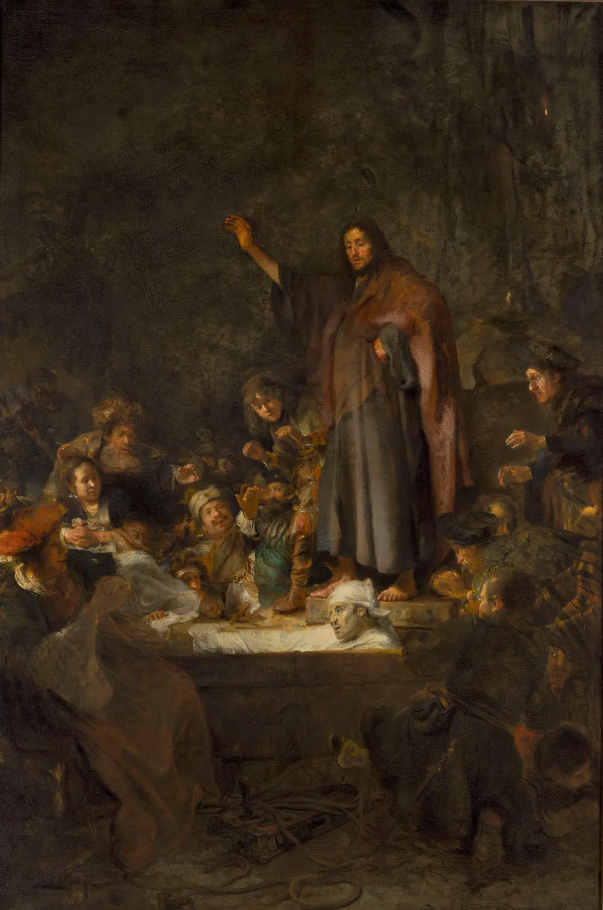 «Воскрешение Лазаря», около 1643 года, Карел Фабрициус. Масло, холст; 210 × 140 см. Национальный музей в Варшаве.